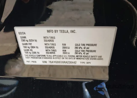2024 Tesla Model Y Long Range Dual Motor All-Wheel Drive из США, поврежденный, VIN 7SAYGDEE6RA230442